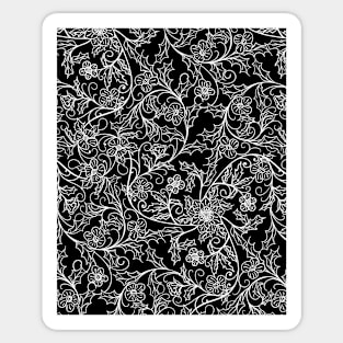 Floral tracery in black and white, elegant ornamental monochrome print Sticker